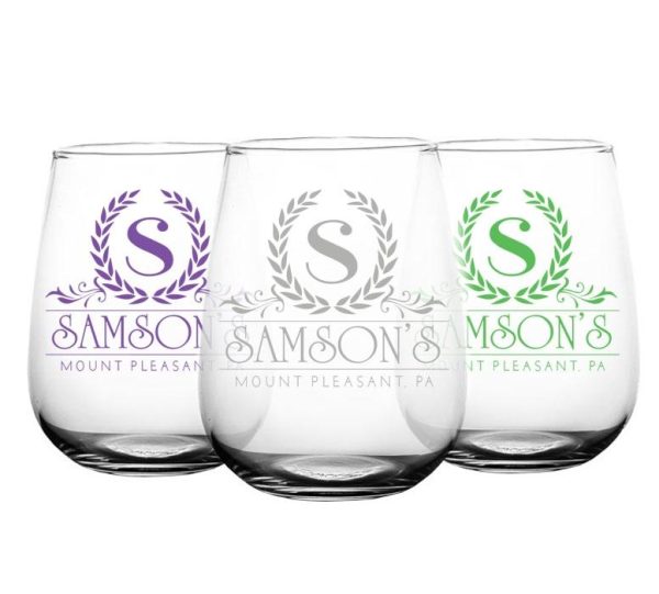 CUSTOMIZABLE Stemless Wine Glass - Crest Design 2 - 17 ounce For Discount